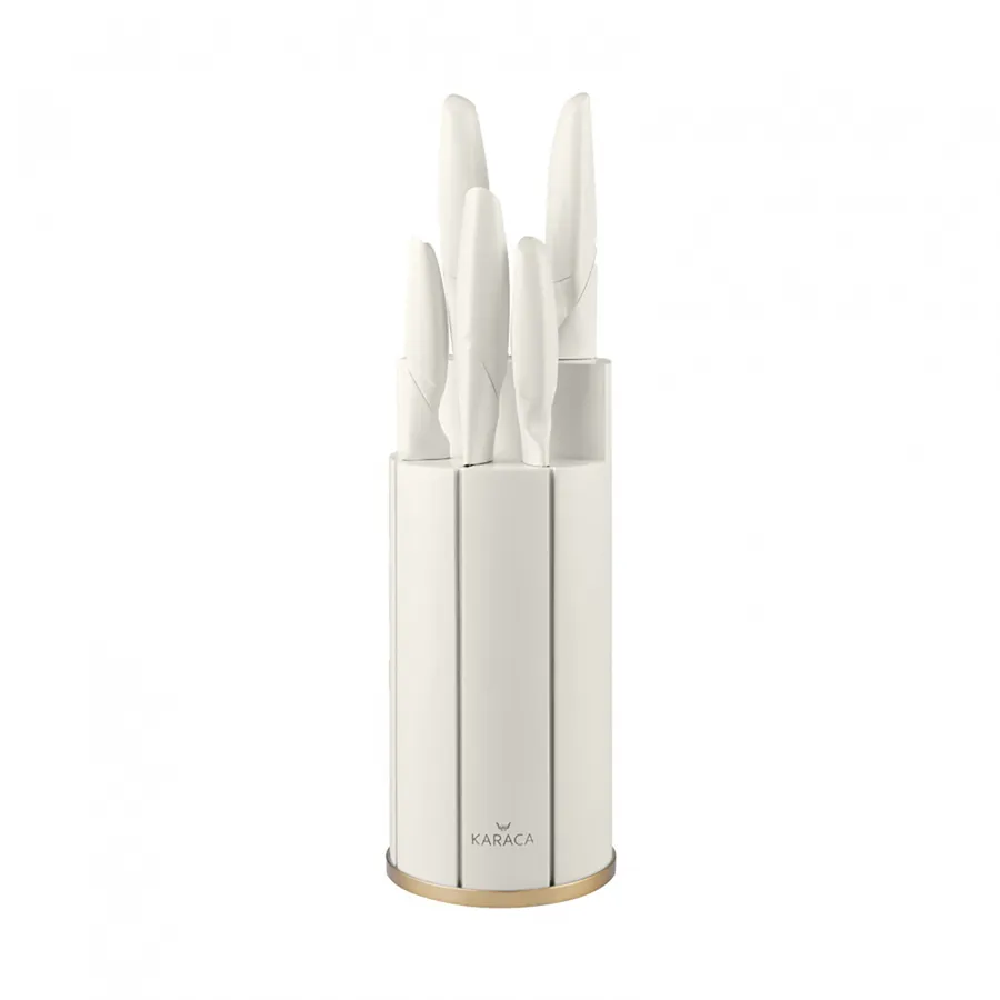 Cream Retro Knife Block Set