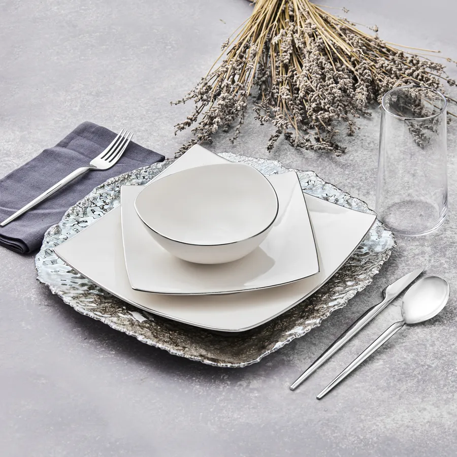 White and silver dinner on sale set