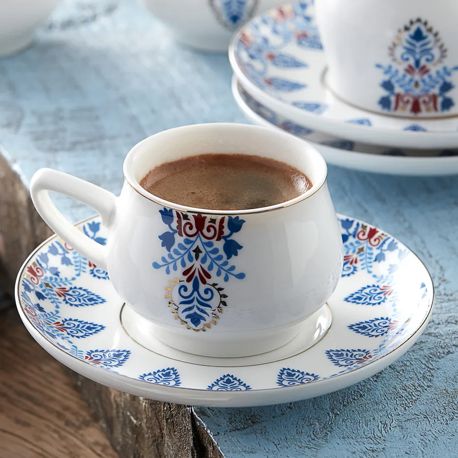 Karaca Porcelain Espresso Turkish Coffee Cup Set of 6, 12 Piece, 90ml