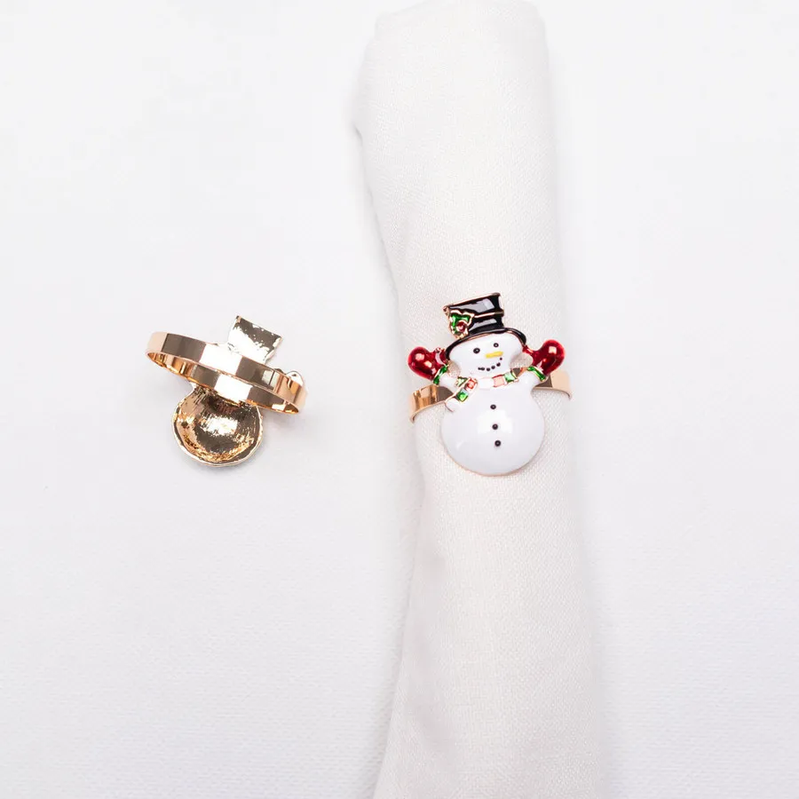 Karaca Home New Year Christmas Snowman Metal Napkin Ring Set, 2 Piece, Multi