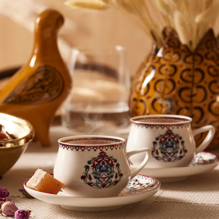 Karaca Nakka Piece Porcelain Espresso Turkish Coffee Cup Set For