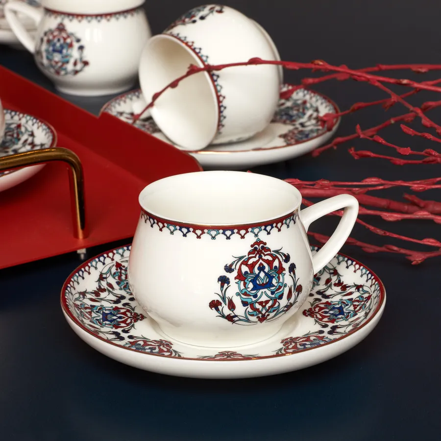 Karaca Porcelain Espresso Turkish Coffee Cup Set of 6, 12 Piece, 90ml