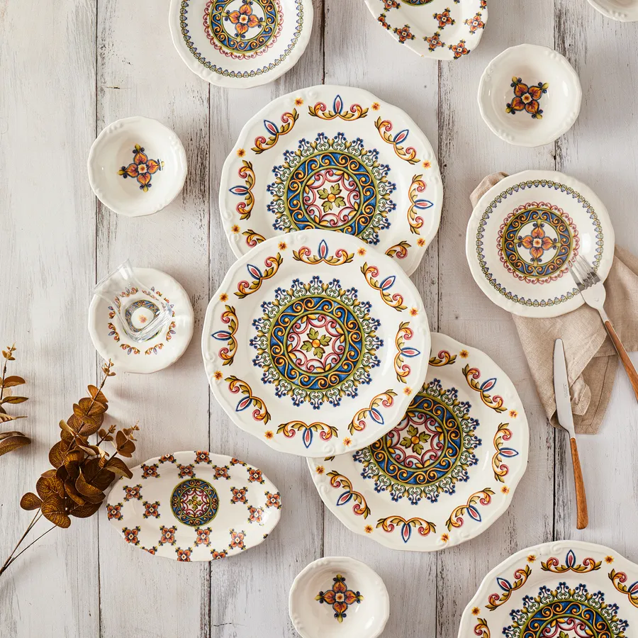 Karaca Chart 26Piece Stoneware Serveware Set for 6 People, Multi KARACA UK