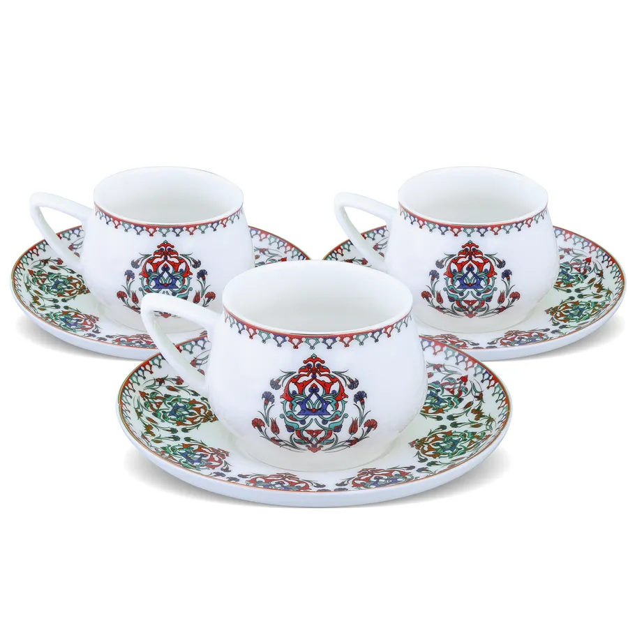 Karaca Nakkaş 12Piece Porcelain Espresso Turkish Coffee Cup Set for 6