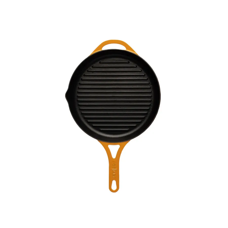 Pot Art Cast Iron Induction Griddle Pan, 28cm, Yellow KARACA UK