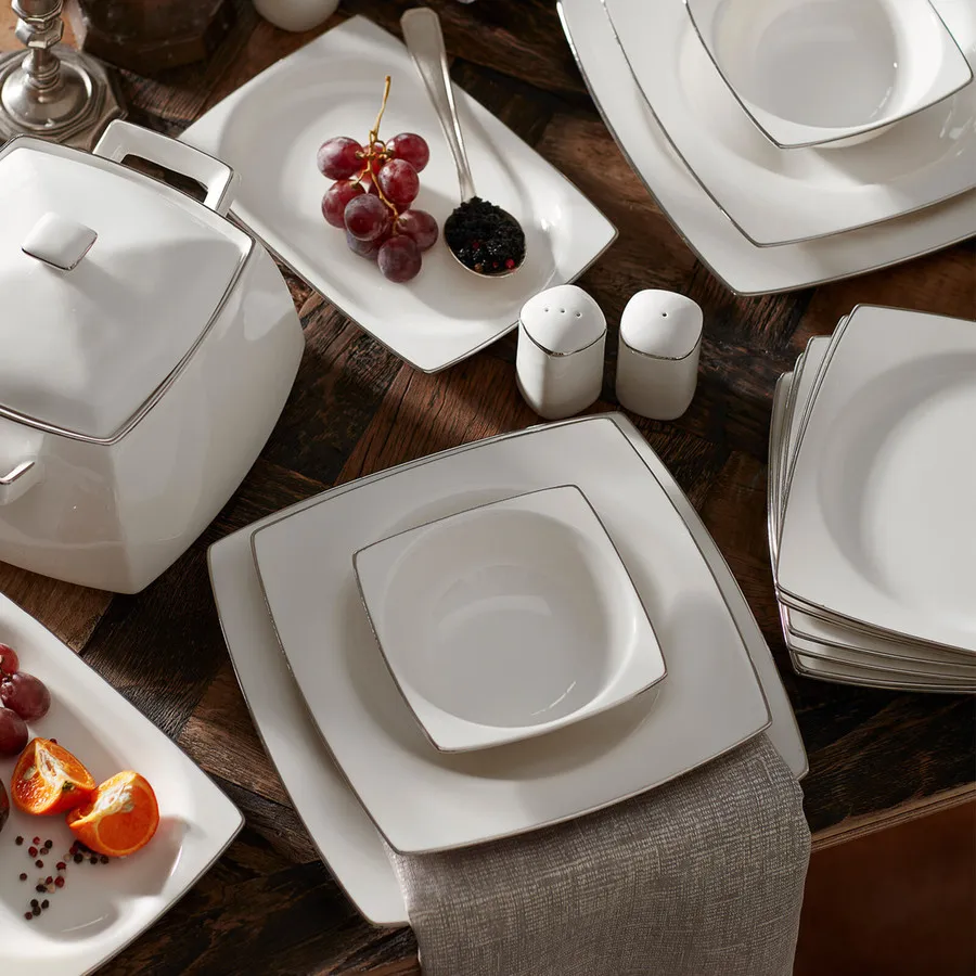 Silver and white clearance dinnerware