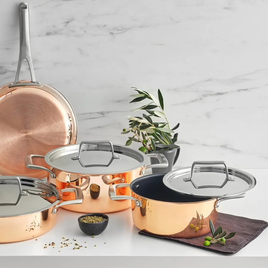 Karaca 3Ply PowerSteel Copper Cookware Set, 7 Piece, Copper