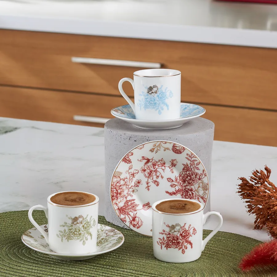 Karaca Grand 12 Piece Porcelain Espresso Turkish Coffee Cup for 6