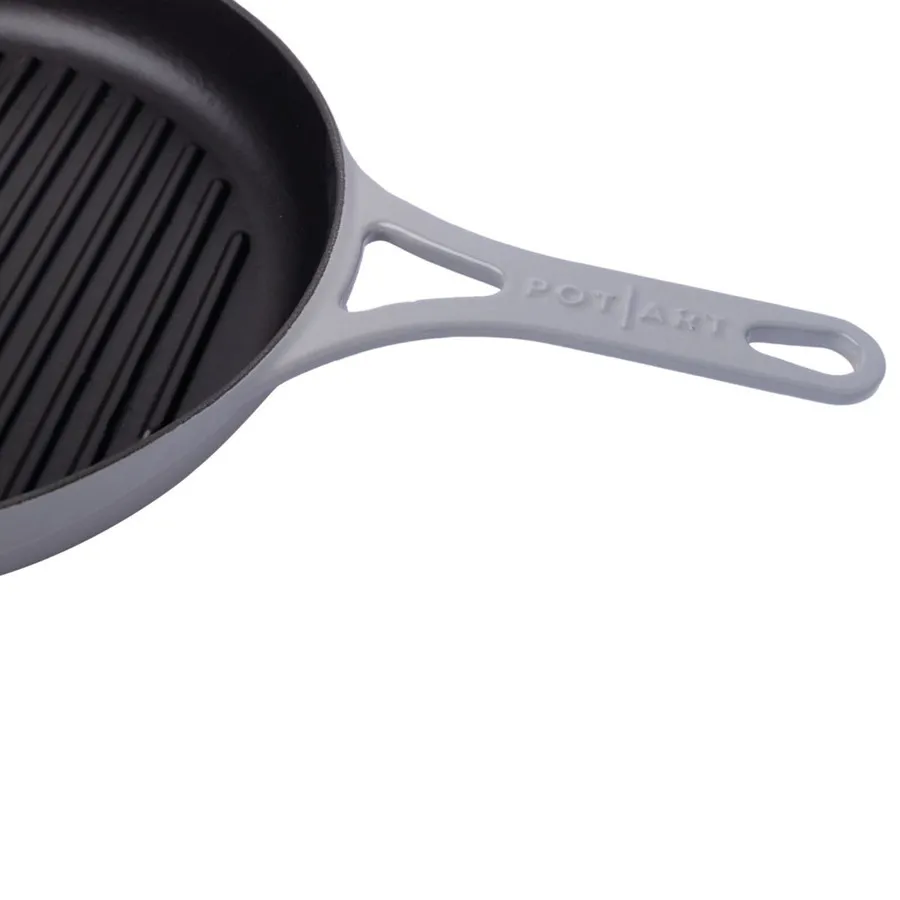 Pot Art Cast Iron Induction Griddle Pan, 28cm, Grey KARACA UK