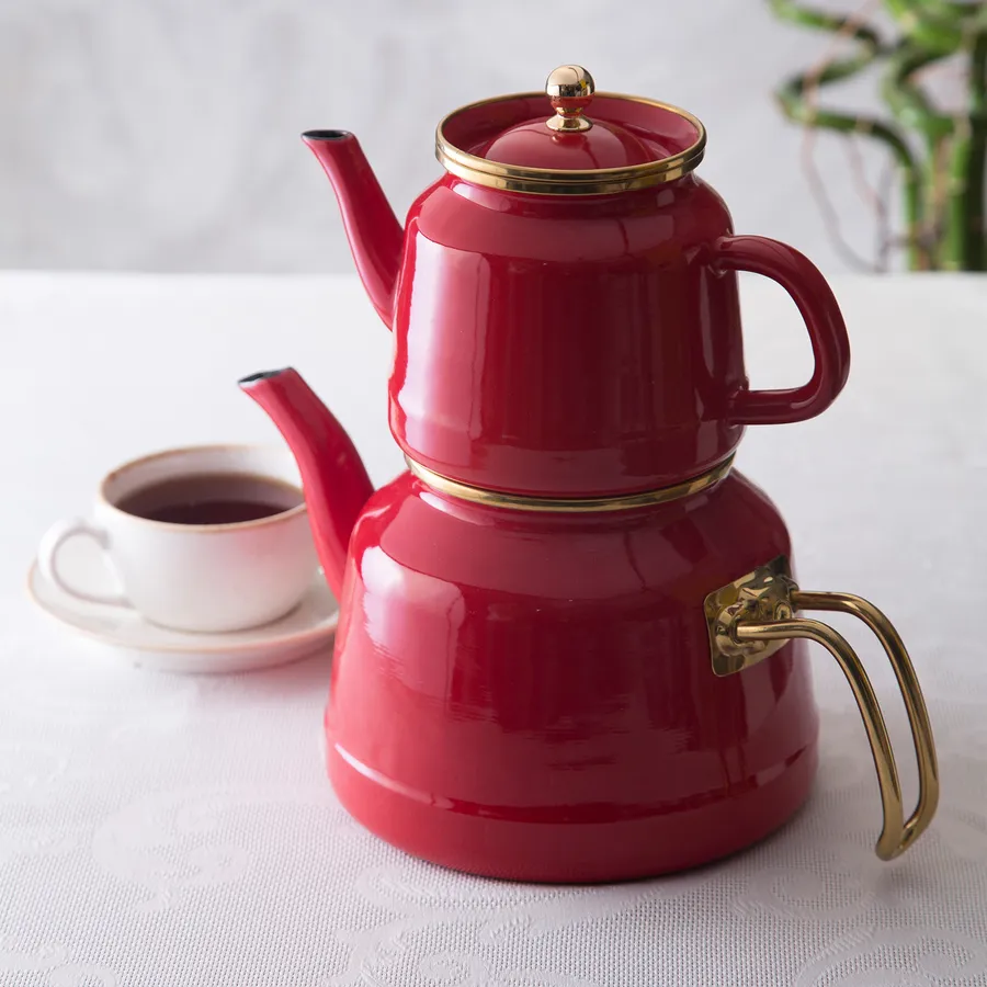 Karaca Enamel Induction Teapot, 28cm, Red Gold KARACA UK