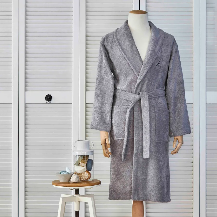 Nautica Home Crew 100 Turkish Cotton Bathrobe, Large, Grey KARACA UK