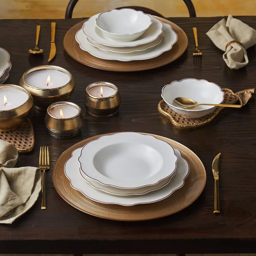 Rose gold dinnerware set sale