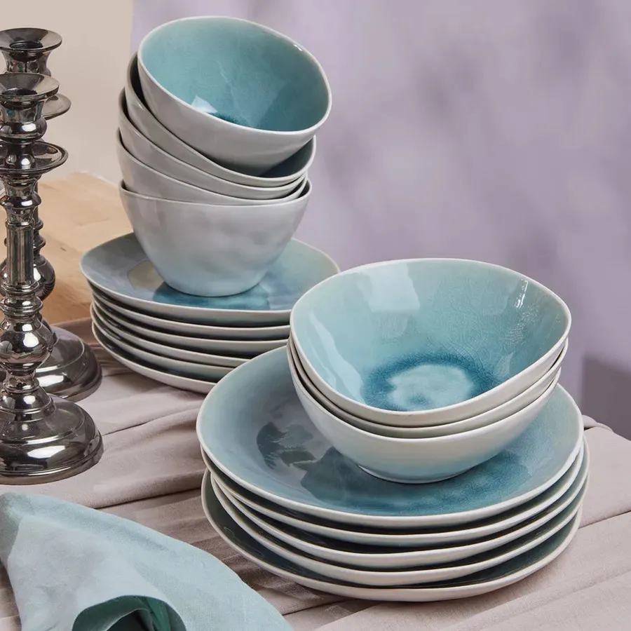 Karaca 30 Piece Reactive Glaze Dinner Set for 6 People Turquoise