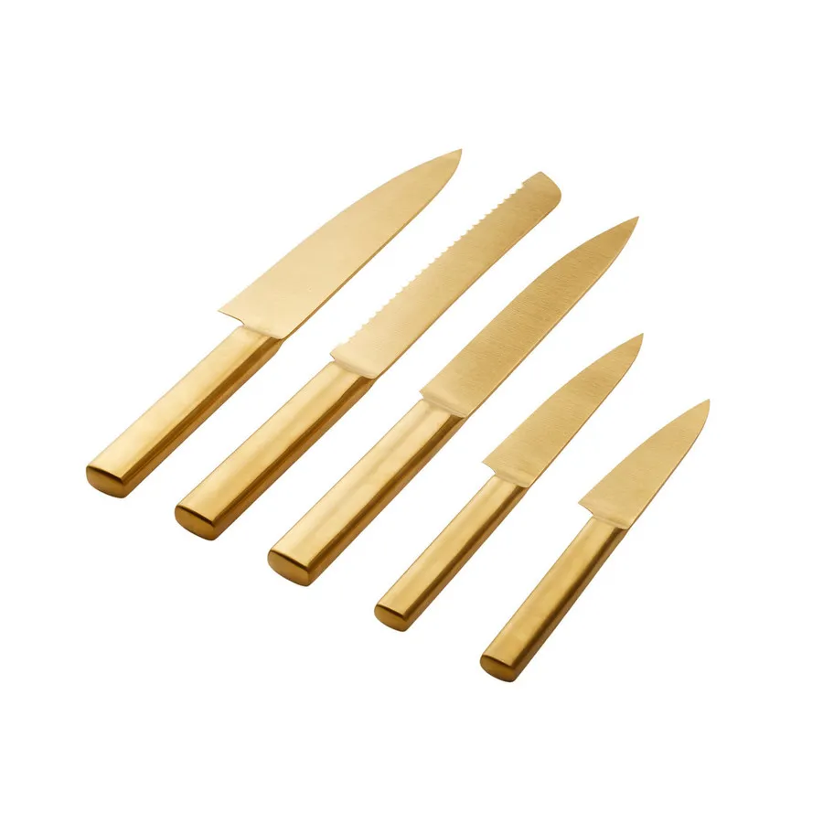 Karaca Oscar 5 Piece Knife Block Set, Copper - KARACA UK